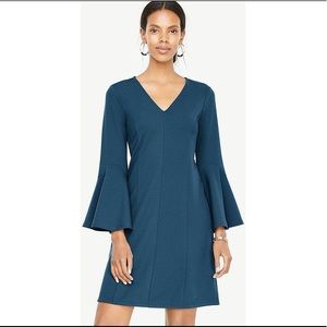 Ann Taylor Teal Bell Sleeve Dress Sz Sm